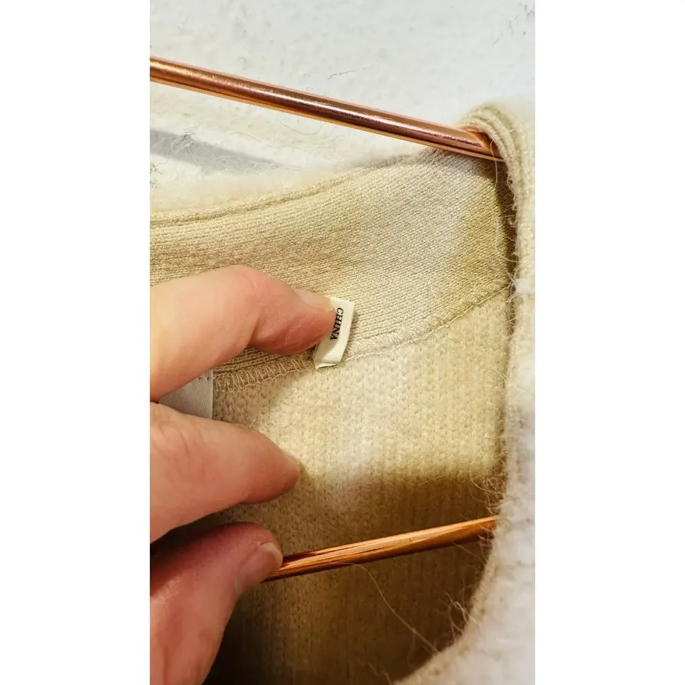 SANDRO OFF-WHITE Knit Alpaca Wool Blend Creamy Button Knot Cardigan size 0 - Picture 11 of 16